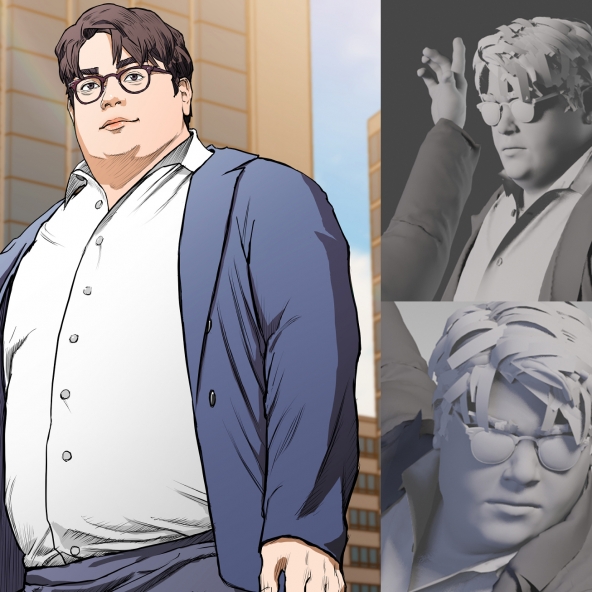 '뚱뚱한 남자형' 고민 끝 웹툰 작화!! 살아있는 바디와 디테일한 옷주름의 3d모델